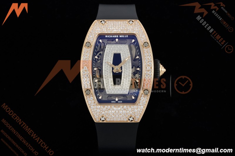 Richard Mille - RM07-01 Rose Gold Snow Set Diamond Blk/RU/Wht Black Onyx ZF Asian CRMA2