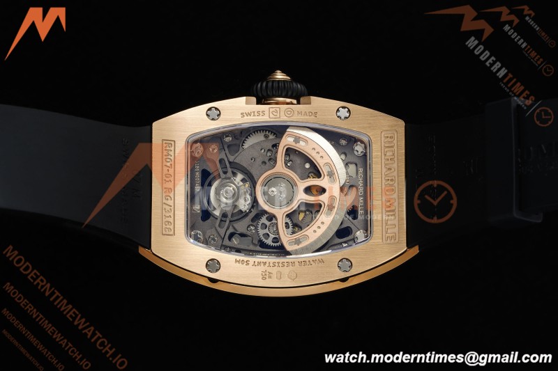 Richard Mille - RM07-01 Rose Gold Snow Set Diamond Blk/RU/Wht Black Onyx ZF Asian CRMA2