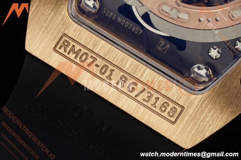 Richard Mille - RM07-01 Rose Gold Snow Set Diamond Blk/RU/Wht Black Onyx ZF Asian CRMA2