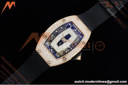 Richard Mille - RM07-01 Rose Gold Snow Set Diamond Blk/RU/Wht Black Onyx ZF Asian CRMA2