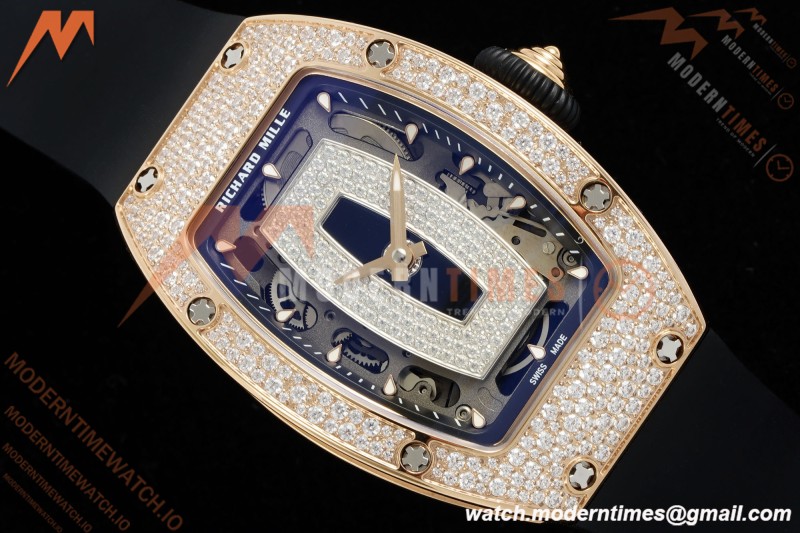 Richard Mille - RM07-01 Rose Gold Snow Set Diamond Blk/RU/Wht Black Onyx ZF Asian CRMA2