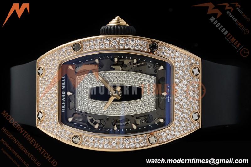 Richard Mille - RM07-01 Rose Gold Snow Set Diamond Blk/RU/Wht Black Onyx ZF Asian CRMA2