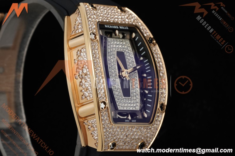 Richard Mille - RM07-01 Rose Gold Snow Set Diamond Blk/RU/Wht Black Onyx ZF Asian CRMA2