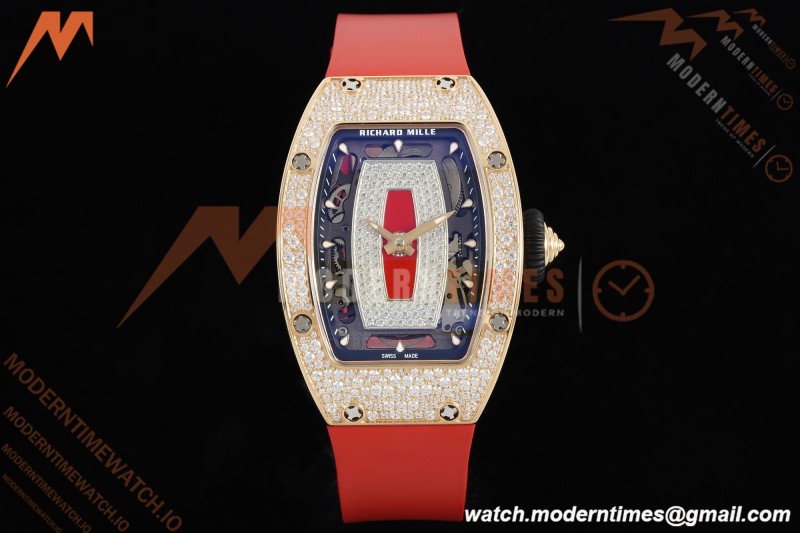 Richard Mille - RM07-01 Ladies Rose Gold Diamond Red/RU/Wht Red Lips ZF Asian CRMA2