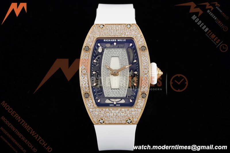 Richard Mille - RM07-01 Rose Gold Snow Set Diamond Wht/RU/Wht White Mop ZF Asian CRMA2