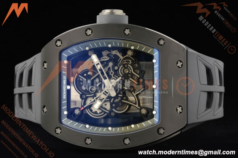 Richard Mille - RM055 Custom Made Free Sprung Gray CER/RU Black Skeleton ZGF RMUL2