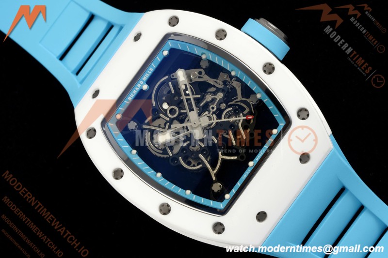 Richard Mille - RM055 Bubba Watson Japan Edition CER/RU Wht/Blu Rehaut Skeleton APSF RMUL2 | 리차드 밀 - RM055 버바 왓슨 일본 에디션 CER/RU 화이트/블루 르호 스켈레톤 APSF RMUL2
