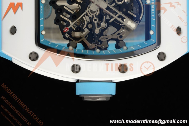Richard Mille - RM055 Bubba Watson Japan Edition CER/RU Wht/Blu Rehaut Skeleton APSF RMUL2 | 리차드 밀 - RM055 버바 왓슨 일본 에디션 CER/RU 화이트/블루 르호 스켈레톤 APSF RMUL2