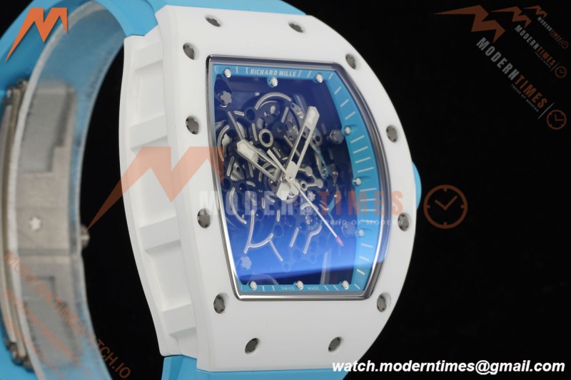 Richard Mille - RM055 Bubba Watson Japan Edition CER/RU Wht/Blu Rehaut Skeleton APSF RMUL2 | 리차드 밀 - RM055 버바 왓슨 일본 에디션 CER/RU 화이트/블루 르호 스켈레톤 APSF RMUL2