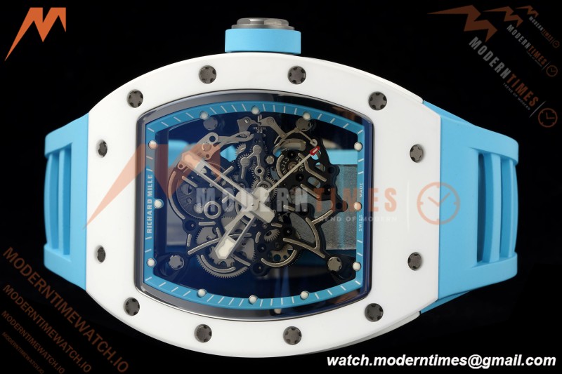 Richard Mille - RM055 Bubba Watson Japan Edition CER/RU Wht/Blu Rehaut Skeleton APSF RMUL2 | 리차드 밀 - RM055 버바 왓슨 일본 에디션 CER/RU 화이트/블루 르호 스켈레톤 APSF RMUL2