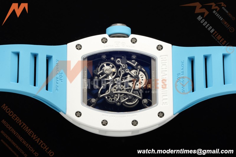 Richard Mille - RM055 Bubba Watson Japan Edition CER/RU Wht/Blu Rehaut Skeleton APSF RMUL2 | 리차드 밀 - RM055 버바 왓슨 일본 에디션 CER/RU 화이트/블루 르호 스켈레톤 APSF RMUL2