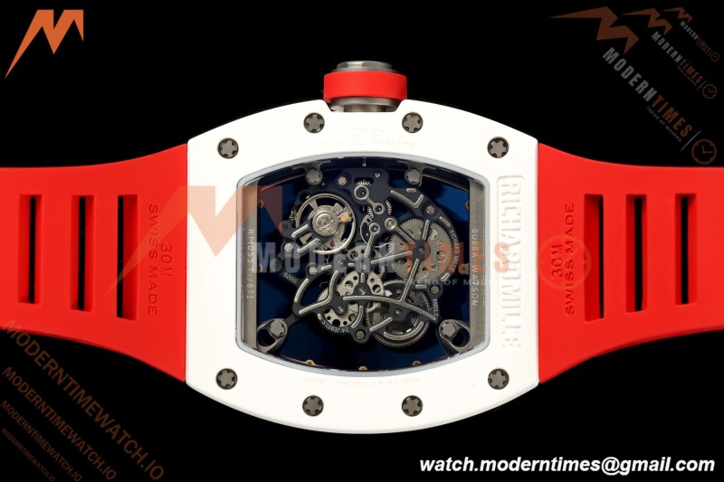 Richard Mille - RM055 Bubba Watson Asia Edition White CER/RU Blk/Red Rehaut Skeleton APSF RMUL2