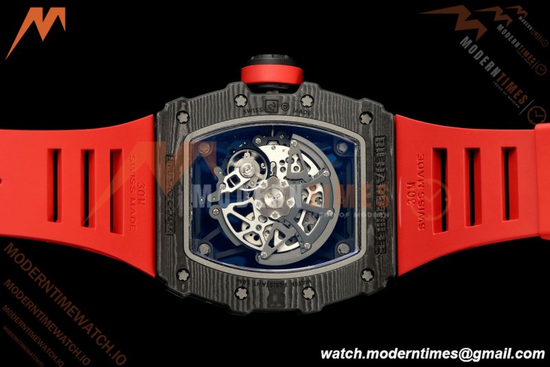 Richard Mille - RM35-02 Custom Made Black NTPT FC/RU Red/Blk Skeleton VPF RMAL1 Free Sprung