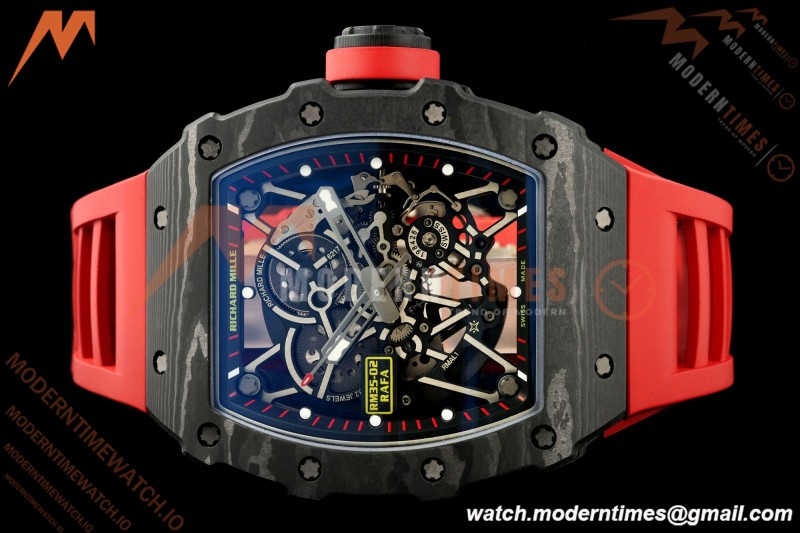 Richard Mille - RM35-02 Custom Made Black NTPT FC/RU Red/Blk Skeleton VPF RMAL1 Free Sprung