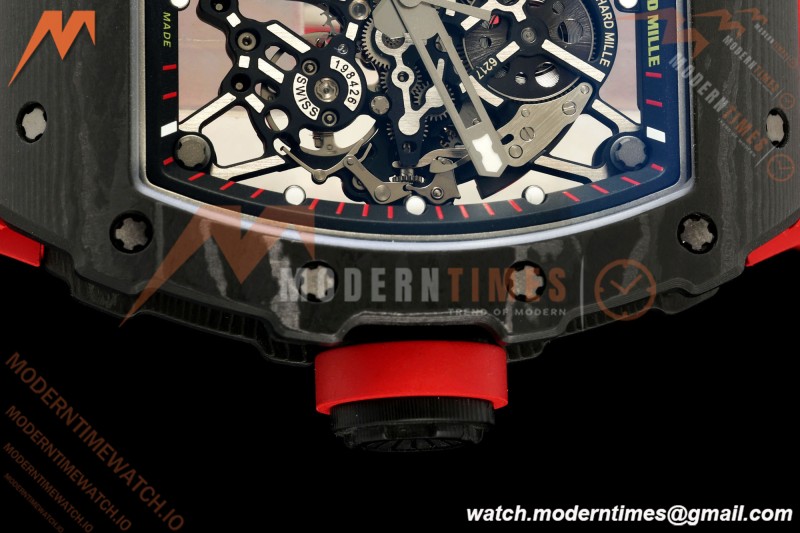 Richard Mille - RM35-02 Custom Made Black NTPT FC/RU Red/Blk Skeleton VPF RMAL1 Free Sprung