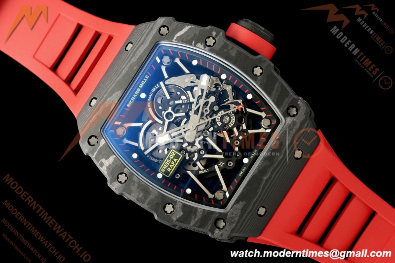 Richard Mille - RM35-02 Custom Made Black NTPT FC/RU Red/Blk Skeleton VPF RMAL1 Free Sprung
