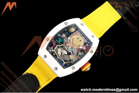 Richard Mille - RM88 Smiley White Ceramic Velcro Yellow Nylon Strap Skeleton Dial RMF Tourbillon