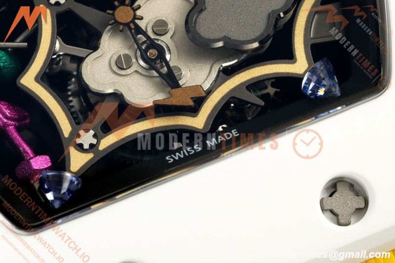 Richard Mille - RM88 Smiley White Ceramic Velcro Yellow Nylon Strap Skeleton Dial RMF Tourbillon