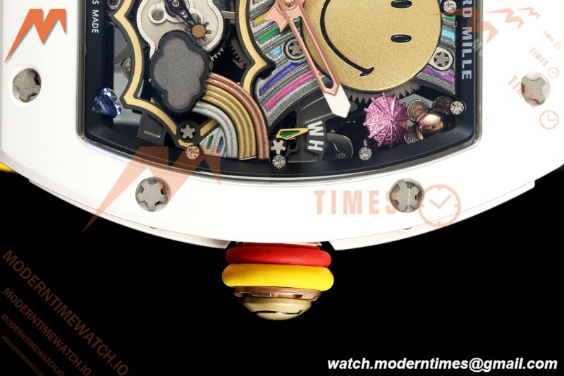 Richard Mille - RM88 Smiley White Ceramic Velcro Yellow Nylon Strap Skeleton Dial RMF Tourbillon