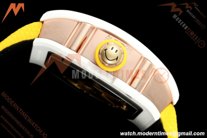 Richard Mille - RM88 Smiley White Ceramic Velcro Yellow Nylon Strap Skeleton Dial RMF Tourbillon