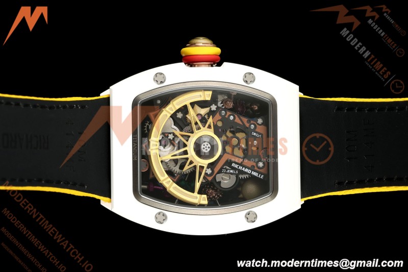 Richard Mille - RM88 Smiley White Ceramic Velcro Yellow Nylon Strap Skeleton Dial RMF Tourbillon