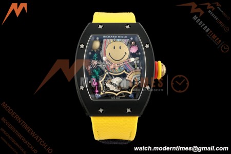 Richard Mille - RM88 Smiley Black Ceramic Velcro Yellow Nylon Strap Skeleton Dial RMF Tourbillon