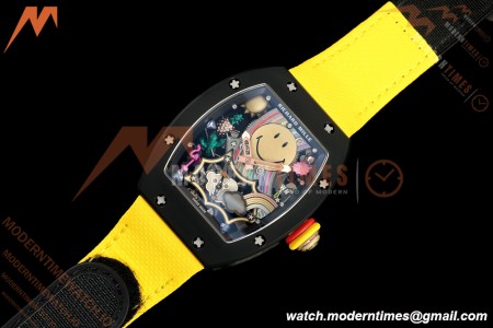 Richard Mille - RM88 Smiley Black Ceramic Velcro Yellow Nylon Strap Skeleton Dial RMF Tourbillon