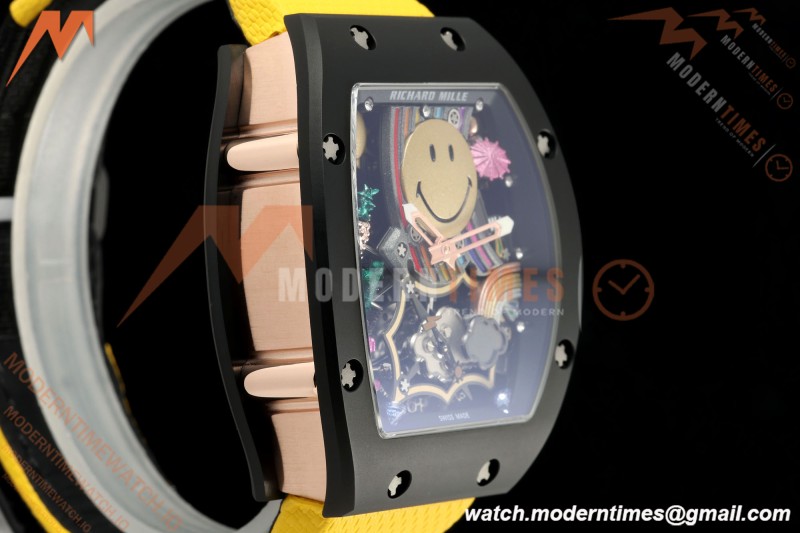 Richard Mille - RM88 Smiley Black Ceramic Velcro Yellow Nylon Strap Skeleton Dial RMF Tourbillon