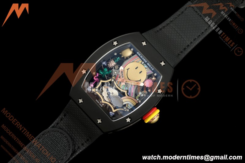 Richard Mille - RM88 Smiley Black Ceramic Velcro Black Nylon Strap Skeleton Dial RMF Tourbillon