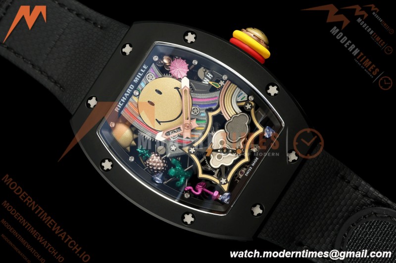 Richard Mille - RM88 Smiley Black Ceramic Velcro Black Nylon Strap Skeleton Dial RMF Tourbillon