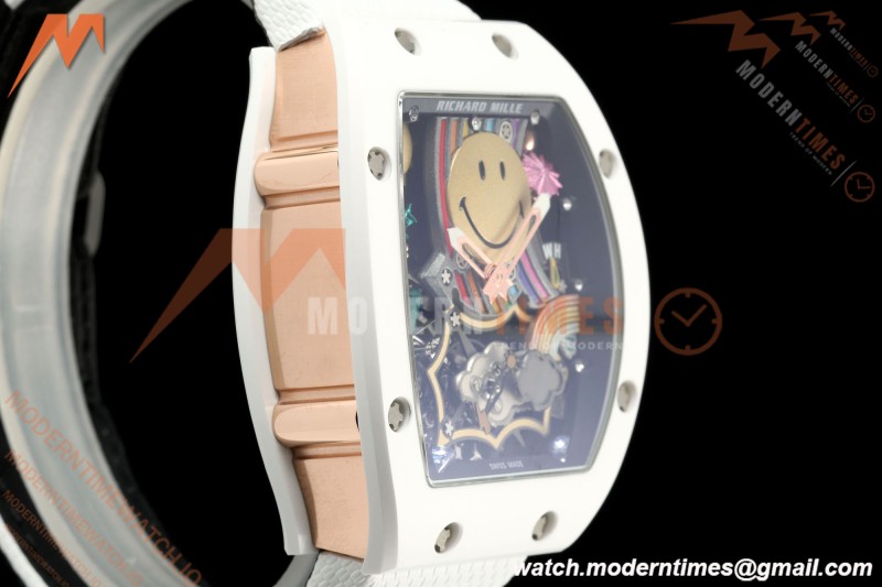 Richard Mille - RM88 Smiley White Ceramic Velcro White Nylon Strap Skeleton Dial RMF Tourbillon