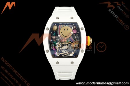 Richard Mille - RM88 Smiley White Ceramic White Rubber Strap Skeleton Dial RMF Tourbillon