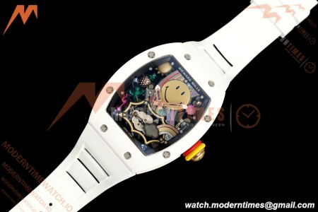 Richard Mille - RM88 Smiley White Ceramic White Rubber Strap Skeleton Dial RMF Tourbillon