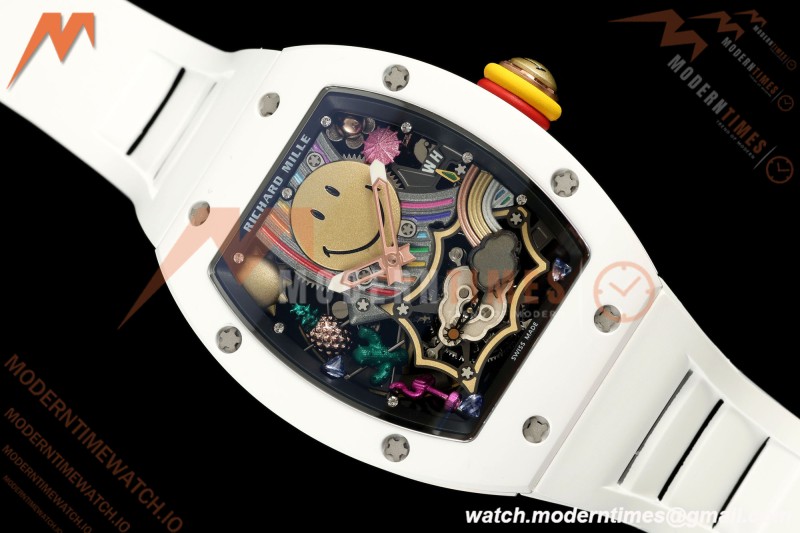 Richard Mille - RM88 Smiley White Ceramic White Rubber Strap Skeleton Dial RMF Tourbillon