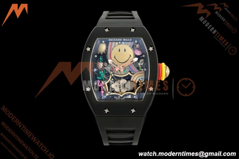Richard Mille - RM88 Smiley Black Ceramic Black Rubber Strap Skeleton Dial RMF Tourbillon