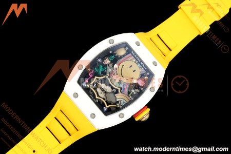 Richard Mille - RM88 Smiley White Ceramic Yellow Rubber Strap Skeleton Dial RMF Tourbillon