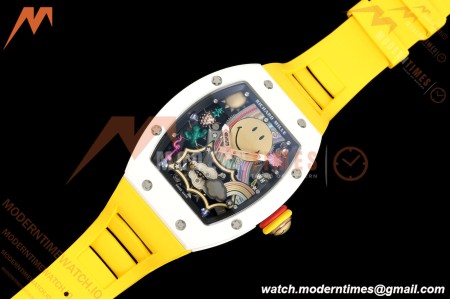 Richard Mille - RM88 Smiley White Ceramic Yellow Rubber Strap Skeleton Dial RMF Tourbillon