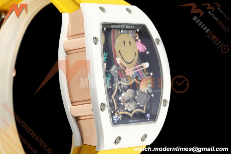 Richard Mille - RM88 Smiley White Ceramic Yellow Rubber Strap Skeleton Dial RMF Tourbillon | 리차드 밀 - RM88 스마일리 화이트 세라믹 옐로우 러버 스트랩 스켈레톤 다이얼 RMF 투르비용