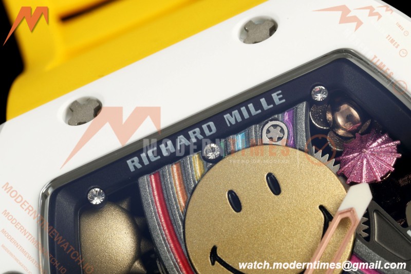 Richard Mille - RM88 Smiley White Ceramic Yellow Rubber Strap Skeleton Dial RMF Tourbillon | 리차드 밀 - RM88 스마일리 화이트 세라믹 옐로우 러버 스트랩 스켈레톤 다이얼 RMF 투르비용