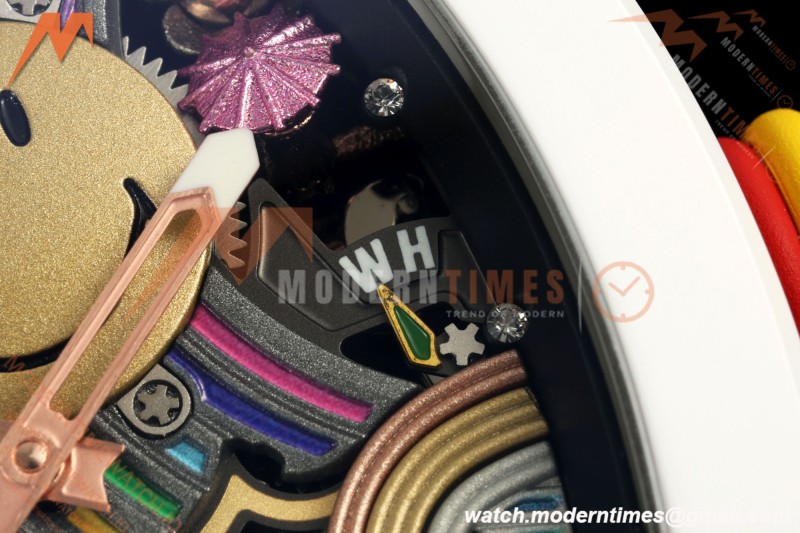 Richard Mille - RM88 Smiley White Ceramic Yellow Rubber Strap Skeleton Dial RMF Tourbillon | 리차드 밀 - RM88 스마일리 화이트 세라믹 옐로우 러버 스트랩 스켈레톤 다이얼 RMF 투르비용