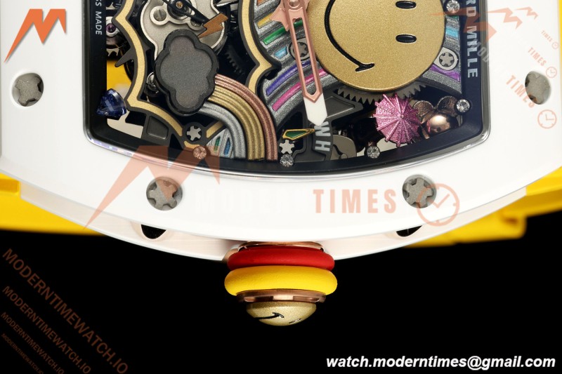Richard Mille - RM88 Smiley White Ceramic Yellow Rubber Strap Skeleton Dial RMF Tourbillon | 리차드 밀 - RM88 스마일리 화이트 세라믹 옐로우 러버 스트랩 스켈레톤 다이얼 RMF 투르비용
