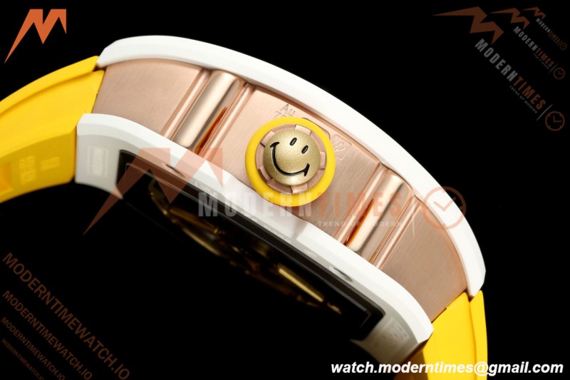 Richard Mille - RM88 Smiley White Ceramic Yellow Rubber Strap Skeleton Dial RMF Tourbillon | 리차드 밀 - RM88 스마일리 화이트 세라믹 옐로우 러버 스트랩 스켈레톤 다이얼 RMF 투르비용