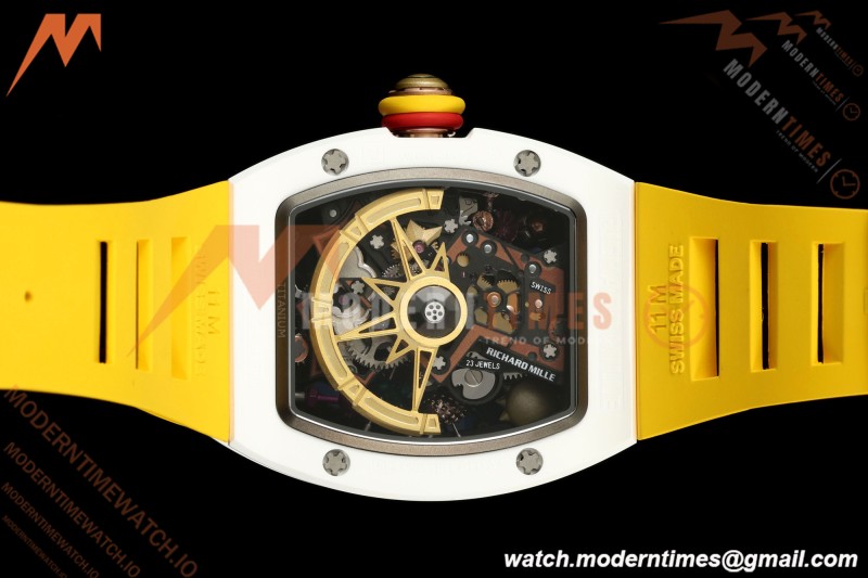 Richard Mille - RM88 Smiley White Ceramic Yellow Rubber Strap Skeleton Dial RMF Tourbillon | 리차드 밀 - RM88 스마일리 화이트 세라믹 옐로우 러버 스트랩 스켈레톤 다이얼 RMF 투르비용