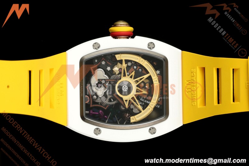 Richard Mille - RM88 Smiley White Ceramic Yellow Rubber Strap Skeleton Dial RMF Tourbillon | 리차드 밀 - RM88 스마일리 화이트 세라믹 옐로우 러버 스트랩 스켈레톤 다이얼 RMF 투르비용