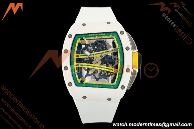 Richard Mille - RM061 Asian Limited Edition White Ceramic Wht/Grn/Yelw Skeleton RF Free Sprung Titanium RMUL2 | 리차드 밀 - RM061 아시아 한정판 화이트 세라믹 화이트/그린/옐로우 스켈레톤 RF 프리 스프링 티타늄 RMUL2