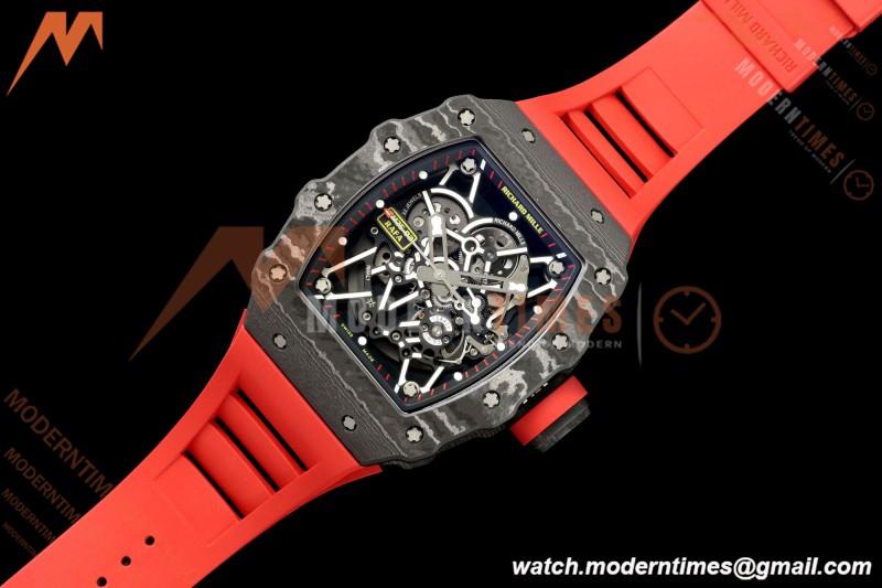 Richard Mille - RM35-02 Custom Made Black NTPT MOD Case FC/RU Red/Blk Skeleton VAF RMAL1 Free Sprung