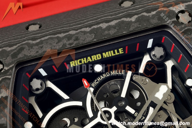 Richard Mille - RM35-02 Custom Made Black NTPT MOD Case FC/RU Red/Blk Skeleton VAF RMAL1 Free Sprung