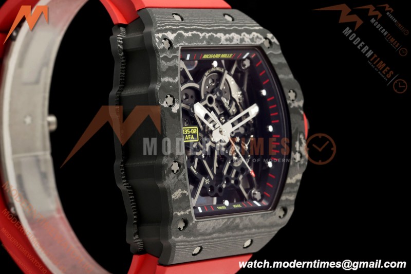 Richard Mille - RM35-02 Custom Made Black NTPT MOD Case FC/RU Red/Blk Skeleton VAF RMAL1 Free Sprung