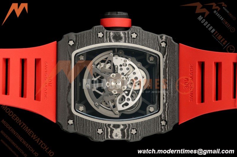 Richard Mille - RM35-02 Custom Made Black NTPT MOD Case FC/RU Red/Blk Skeleton VAF RMAL1 Free Sprung
