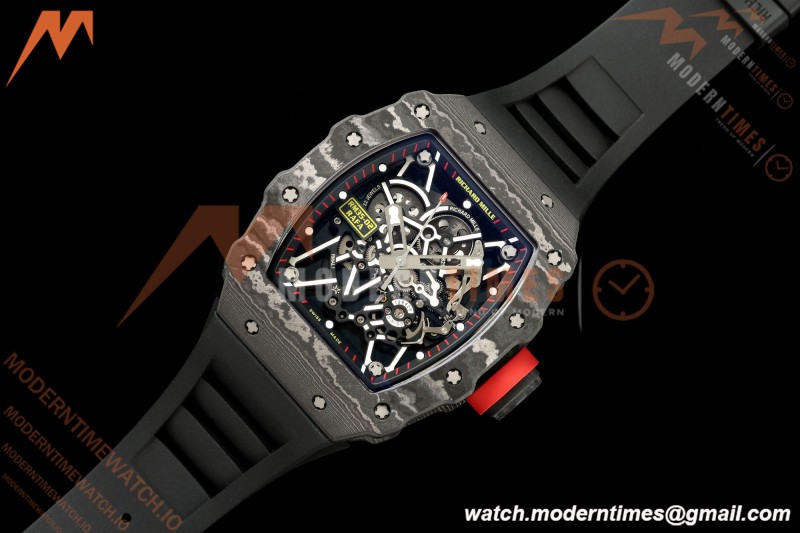 Richard Mille - RM35-02 Custom Made Black NTPT MOD Case FC/RU Blk/Blk Skeleton VAF RMAL1 Free Sprung | Richard Mille - RM35-02 맞춤 제작 블랙 NTPT MOD 케이스 FC/RU 블랙/블랙 스켈레톤 VAF RMAL1 프리 스프링
